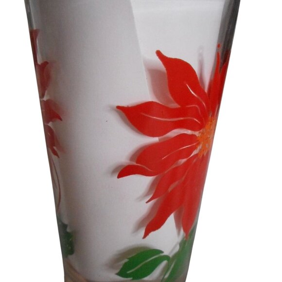 MCM Peanut Butter Juice Glass Tumbler Red / orange Poinsettia Estate find 5" #6 - Picture 4 of 5